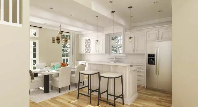 kitchen and dining as viewed from living room